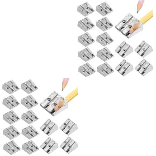 NUOBESTY 2 Sätze Bleistiftspitzer Aus Aluminiumlegierung Bleistiftspitzer Handbuch Doppellochschärfer Bleistift Anspitzer Bleistiftanspitzer Lehrerbedarf Bleistiftspitzer Masse 16 Stück * 2 von NUOBESTY
