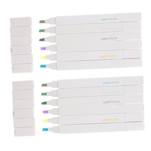 NUOBESTY 2 Sätze Doppelseitiger Textmarker Trocken Abwischbare Marker Highlighter-pinsel Textmarker Auf Papier Testen Fluoreszierende Stifte Markierungsstifte Plastik 12 Stück * 2 von NUOBESTY