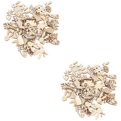 NUOBESTY 2 Sätze Ei Holzscheiben Geldgeschenke Ostern Easter 0stergeschenke Ostergeschenk Für Ostern Holzdeko Ei Licht Eiertisch Holzhandwerk Kaninchen-holzchip Hölzern 100 Stück * 2 von NUOBESTY