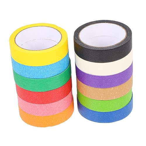 NUOBESTY 2 Sätze Farbiges Band Klebeband-nachfüllpackungen Für Spender Schwarzes Abdeckband Bandspender Dekoratives Abdeckband Grünes Band Farbiges Packband Multi Krepp-papier 12 Rollen * 2 von NUOBESTY