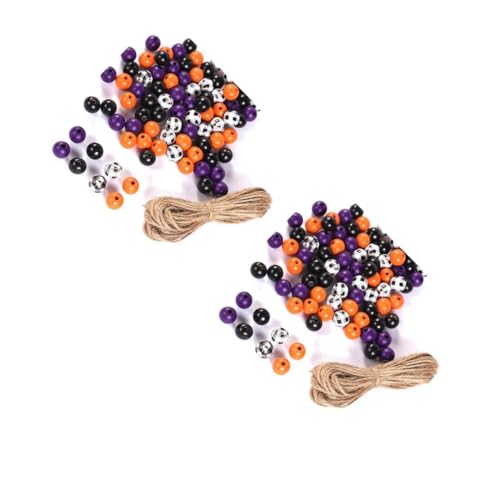 NUOBESTY 2 Sätze Halloween-Holzperlen Anhänger funkeln Halloween-Süßigkeiten-Korb Poliermaschine Polieren halloween theme beads for bracelets schmuck lose Holzperlen Halloween-Musterperlen von NUOBESTY