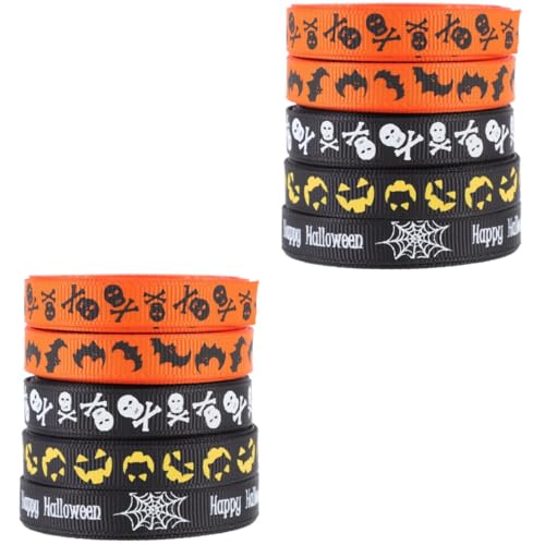 NUOBESTY 2 Sätze Halloween-bänder Geschenkband Halloween Atmosphäre Halloween Exquisite Ribbon Bubble-zauberstab-spiele Weihnachtsband Gel Wickelband Dekoratives Band Polyester 5 Rollen * 2 von NUOBESTY