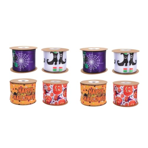 NUOBESTY 2 Sätze Halloween-band Dekoration Band Halloween Rotes Satinband Schleifenbewusstsein Seidenband Halloween Band Blumenverpackungsband Halloween-geschenkband Polyester 4 Stück * 2 von NUOBESTY