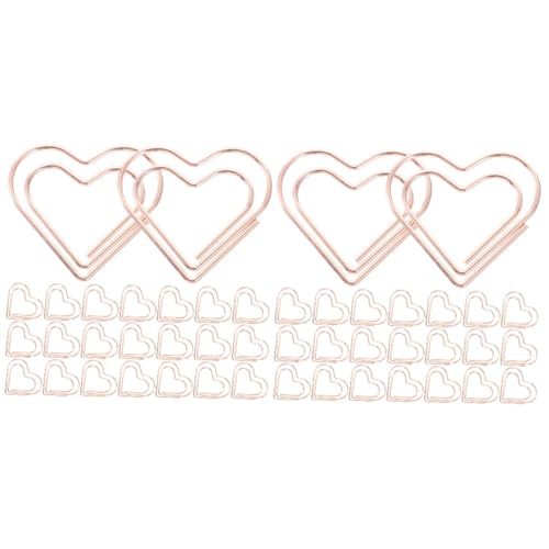 NUOBESTY 2 Sätze Halter Klemmbretter Mittlere Heftklammern Büroklammern Groß Schicke Büroklammern Musikclip Herz Befestigungselemente Pin-kunst Lieferungen Rose Gold Metall 100 Stück * 2 von NUOBESTY