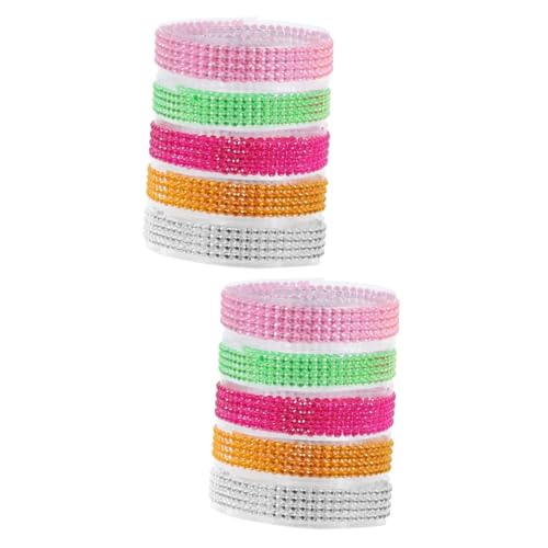 NUOBESTY 2 Sätze Handgefertigtes Diamantband Strasssteine Spender Aufkleber Selbstklebendes Strassband Nagelschmuck Und Charms Geschenkbänder Strassband Aus Acryl Diy Klebeband 5 Rollen * 2 von NUOBESTY