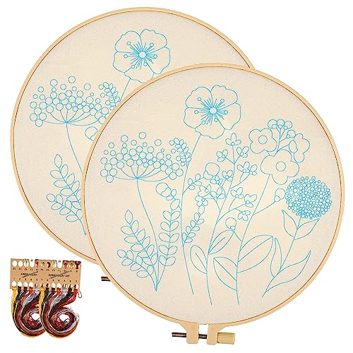 NUOBESTY 2 Sätze Handstickstoff Kreuzstich Perlenstickerei-kit Stickset Für Anfänger Nadeln Embroidery Needle Embroidery Fabric Stickset Selber Machen Blumenstickerei-kit 2 Stück * 2 von NUOBESTY