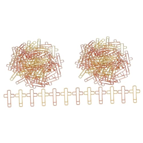 NUOBESTY 2 Sätze Kreuzförmige Lesezeichen Visitenkarten Halterung Aktenregal Goldene Büroklammern Büro-memo-clip Süße Büroklammern Kreuz Büroklammern Papierhalter Aus Metall 40 Stück * 2 von NUOBESTY