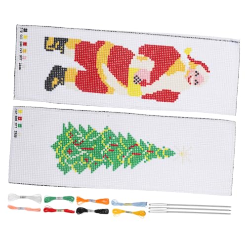 NUOBESTY 2 Sätze Kreuzstich-Lesezeichen embroidery xmas tree DIY-Lesezeichenmaterialien für Stickereien Kreuzstichpackungen für Anfänger Stickerei-Lesezeichen Bastel-Nähset Polyester von NUOBESTY