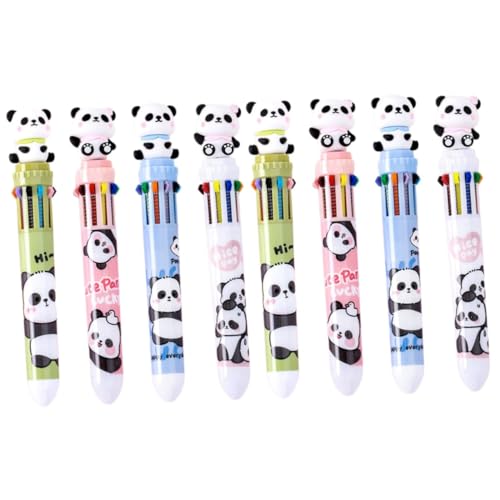 NUOBESTY 2 Sätze Kugelschreiber Mit 10 Farben Panda-stift Panda-mehrfarbenstift Dekorative Kugelschreiber Shuttle-stifte Süße Stifte Kawaii Panda-bleistifte Süßer Stift Plastik 4 Stück * 2 von NUOBESTY