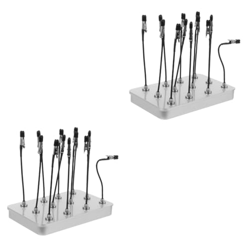 NUOBESTY 2 Sätze Lackierständer Airbrush Bausatz Bausätze Foto Schnullerclips Luft Malständer für Modelle Modellbau Werkzeug Malwerkzeug Basis mit farbigen Clips Modellspritzwerkbank Metall von NUOBESTY