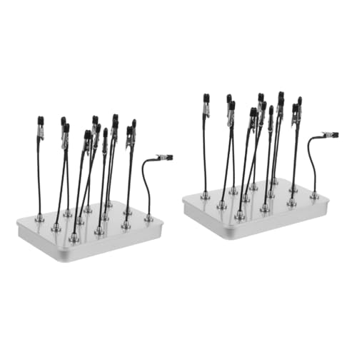 NUOBESTY 2 Sätze Lackierständer Schnullerclips Herstellung Airbrush-Kit Sprüher kabellose Airbrush Malständer für Modelle Modellbau Werkzeug Modellfarben-Clips-Basis Farbcliphalter Metall von NUOBESTY