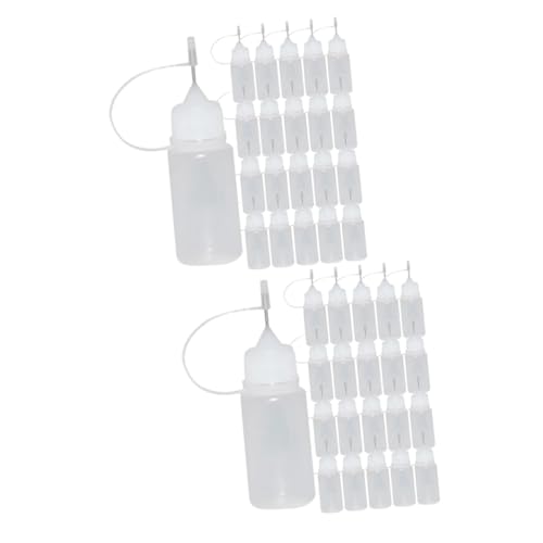 NUOBESTY 2 Sätze Leere Leimflasche Mit Langem Nadelrohr Bastelkleberflaschen Mit Feiner Spitze Farbspritzflaschen Mit Flasche Mit Präzisionsspitze Weiß Plastik 30 Stück * 2 von NUOBESTY