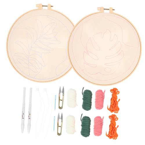 NUOBESTY 2 Sätze Materialpaket für Stempelstickerei DIY-Stickerei handgefertigte Kreuzstiche sticksets für kinder bastel set für kinder Stickset für Dekoration kinder näharbeit Holz von NUOBESTY