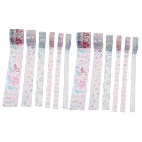 NUOBESTY 2 Sätze Meerjungfrau-aufkleber Schild Washi Tape Abkleben Papierbänder Buch Dekoration Scrapbooking Zubehör Bilderbuchdekoration Scrapbook-klebeband Japanisches Papier 6 Rollen * 2 von NUOBESTY