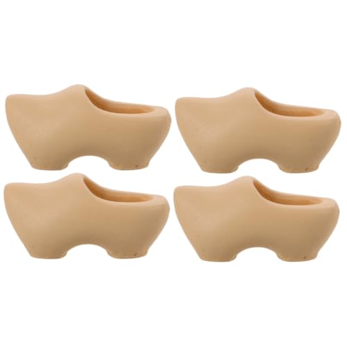 NUOBESTY 2 Sätze Mini Holländische Holzschuhe Holz Ornamente Holzfiguren Holzschuhe Accessoire Holzschuhe Handarbeit Halbschuhe Puppe Leere Holzschuhe Winzige Holzschuhe Beige 2 Stücke * 2 von NUOBESTY