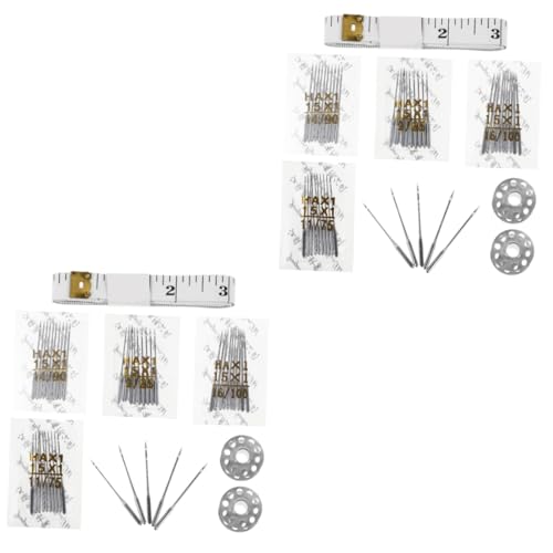 NUOBESTY 2 Sätze Nähmaschinen-nadelset Gadgets Bausatz Spule Nähnadeln Handnähmaschine Nählineal Knöpfe Nähen Nähmaschinennadelklemme Nadeleinfädler Für Nähmaschinen Rostfreier Stahl von NUOBESTY