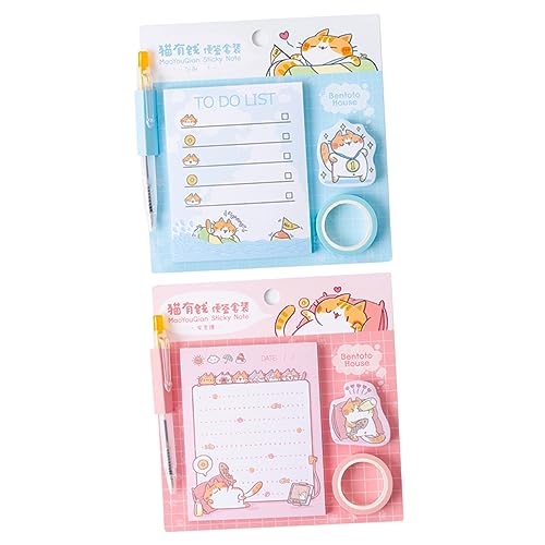 NUOBESTY 2 Sätze Notizblock Blockpapier Scrapbooking-zubehör-kit Notizblöcke Kleben Scrapbooking-klebeband Briefpapier Selbstklebender Planer Haftnotiz Selbstklebende Notizen Pad-papier von NUOBESTY