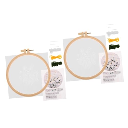 NUOBESTY 2 Sätze Organza-stickerei Anfänger-stickset Für Erwachsene Stickrahmen Für Den Haushalt Praktische Kreuzstichsets Stickerei-starter-kit Handgefertigte Stickpackungen Garn von NUOBESTY