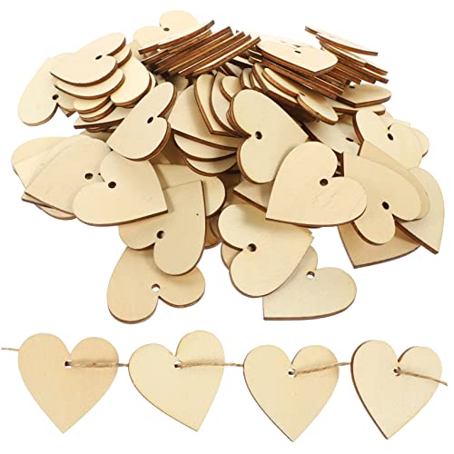 NUOBESTY 2 Sätze Ornament leere Namensschilder Herz Dekorationen Pflanzen-Tag Pflanzendekorationen hochzeitslaken hochzeitsbingo Herzausschnitte zum Basteln Holzscheiben für DIY Pappel von NUOBESTY