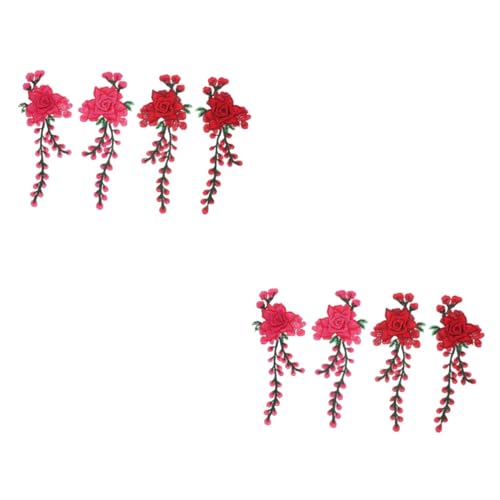 NUOBESTY 2 Sätze Patch Flicken Sprüpflaster Stickereiflecken Rosenfleck Gestickter Stoffaufnäher Mit Blumen Blumenbeet Kleideraufnäher Gestickte Blumenapplikation Polyester 4 Stück * 2 von NUOBESTY