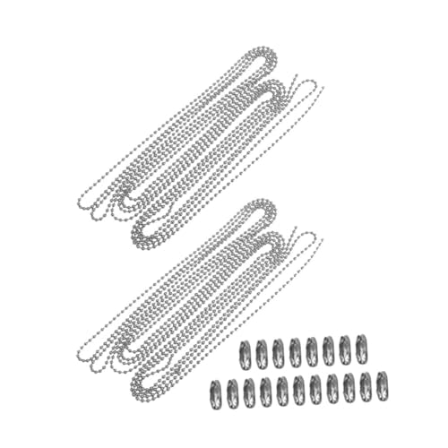 NUOBESTY 2 Sätze Perlenkette edelstahlketten deckenleucgte Charme Schmuckdraht aus Sterlingsilber Kugelkette mit Verbindungsstücken Kugelkette aus Edelstahl Rostfreier Stahl Silver von NUOBESTY