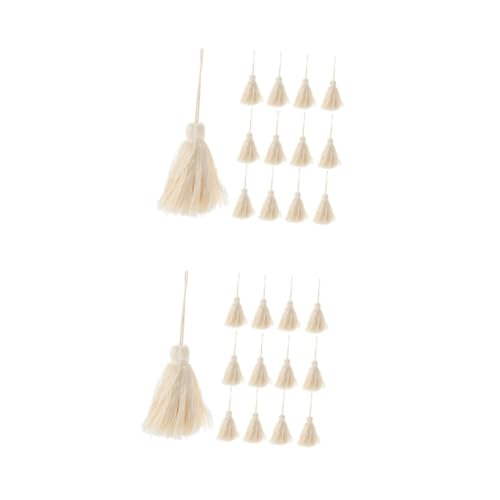 NUOBESTY 2 Sätze Quaste Anhänger Baumwollquasten Mit Kordelschlaufe Weiche Mini-quasten Diy-projekte Quasten Kleine Schlüsselanhänger-quasten Weiche Quaste Beige Baumwolle 15 Stück * 2 von NUOBESTY