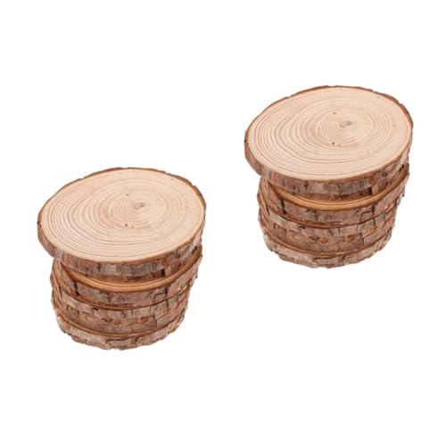 NUOBESTY 2 Sätze Runde Holzspäne Holzschmuck Zum Bemalen Holzkreise Für Mittelstücke Holzornamente Leere Holzscheiben Kreisornamente Aus Holz Zum Basteln Kiefernholz Brown 10 Stück * 2 von NUOBESTY