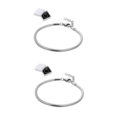 NUOBESTY 2 Sätze Schlangenknochenarmband Schlangenarmband für Damen Verschlüsse Perlen rostfrei armband für frauen geburtstagsgeschenk Bettelarmbänder für Damen Kettenarmband Karton Silver von NUOBESTY