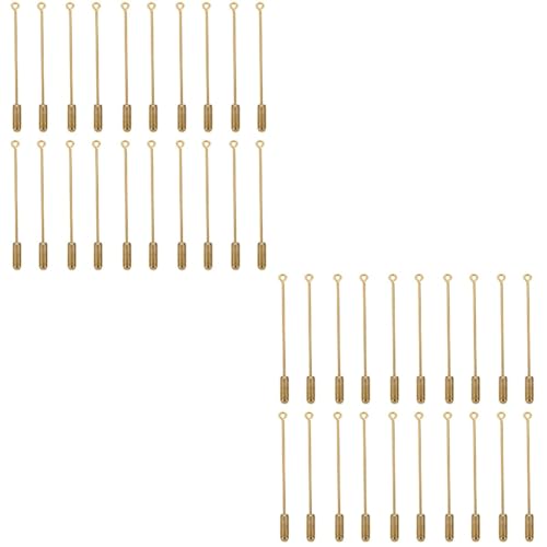 NUOBESTY 2 Sätze Schlitzstift Ansteckblume Halter DIY-schmuckfunde DIY Handgefertigte Schmuckstücke Nadelöhrstift Stecknadeln Anstecknadel Stick Hutnadel Brosche Golden Kupfer 20 Stück * 2 von NUOBESTY