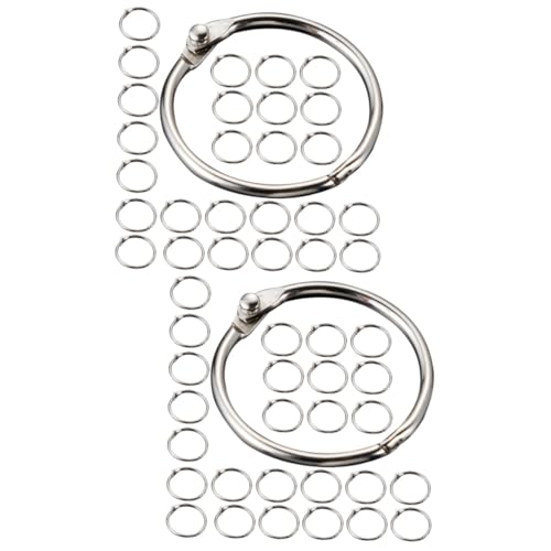 NUOBESTY 2 Sätze Schlüsselbund Bürogadges Bastelzeug Notizbuchring Paper Rings Keychain Schlüsselband Schlüsselanhänger Mit Etiketten Buchbinderinge Bindering Aus Metall Silver 50 Stück * 2 von NUOBESTY