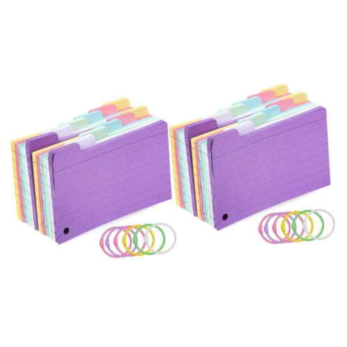 NUOBESTY 2 Sätze Spule Notizblock Danke Karten Blinken Gelochte Karteikarte Indexkarten Mit Register Linierter Karteikartenblock Spielnotizkarten Notizkarten Mit Ringen Papier 300 Blatt*2 von NUOBESTY