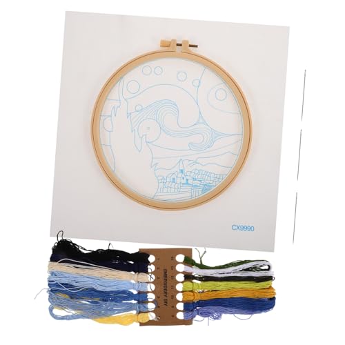 NUOBESTY 2 Sätze Stickanzug Stanznadel-kits Erwachsene Anfänger Sticksets Für Anfänger Bastelsets Für Erwachsene Stickrahmen Basteln Stickset Anfänger Stickerei-ornament-set Plastik Blue von NUOBESTY