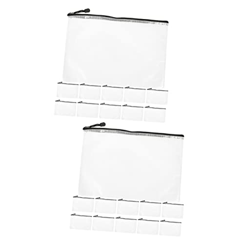 NUOBESTY 2 Sätze Testpapier Beutel Netzdesign Aktentasche Netz Reißverschlusstasche Schultasche Dokumententasche Organizer Durchsichtige Reißverschlusstaschen 15 Stück * 2 von NUOBESTY