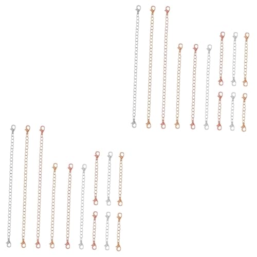 NUOBESTY 2 Sätze Verlängerungskette Halsketten Schmuck Rose Sicherheitskette Charms Ringe Goldene Kette Anhänger Samtketten Kit Stapel Mehrfachverschluss Makramee Gold 12 Stück * 2 von NUOBESTY