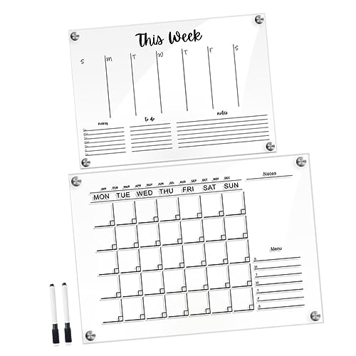 NUOBESTY 2 Sätze Wochenplanertafel Magnetische, Trocken Abwischbare Tafel Notizblock Kreatives, Trocken Abwischbares Brett Trocken Abwischbare Aufgabentabelle Whiteboard Transparent Acryl von NUOBESTY