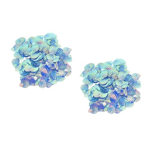 NUOBESTY 2 Stück 1 Muschel-doppelloch-pailletten Romantische Partydekoration Pailletten-accessoires Pailletten Für Bastelkinder Muschelförmiges Paillettendekor Shell-pailletten Sky-blue Pvc von NUOBESTY