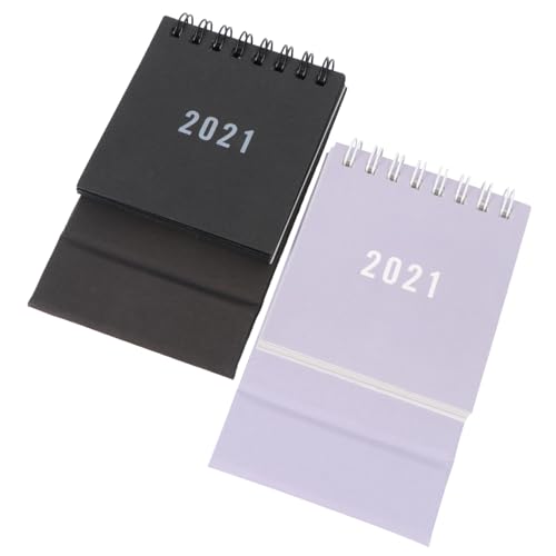 NUOBESTY 2 Stück 2021 Mini Tischkalender Schreibtischaufsatz Selbststehender Staffelei-Kalender Tischdekoration Die bürodeko büro dekoration tagesplan Mini-Kalender Bürokalender 2021 Black von NUOBESTY