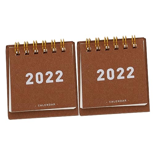 NUOBESTY 2 Stück 2022 2022 Mini-tischkalender Planer 2022 Tisch 2022 Mini- Großer Tischkalender Stehender Flip-desktop Kalender 2022 Mini-notizblöcke 2022 Urlaub Büro-mini Papier Brown von NUOBESTY