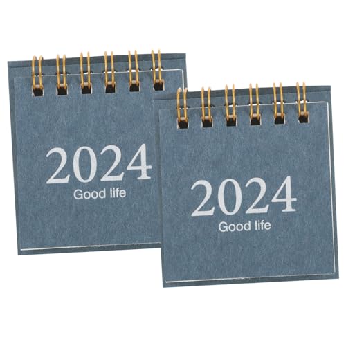 NUOBESTY 2 Stück 2024 Kalenderplaner Schreibtisch Mini Schreibtischständer Kalender Papierplaner Kalender Schreibtisch Tischkalender Notizblock Marineblau von NUOBESTY