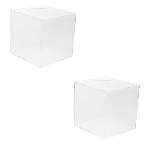 NUOBESTY 2 Stück Box Kleine Lotteriebox aus Acryl Behälter Körbe Schubladenteiler Geschenkboxen für Hochzeiten Würfel aufbewahrungskorb storage boxes party box Spendenfall Werbekoffer von NUOBESTY