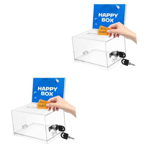 NUOBESTY 2 Stück Box Visitenkartenetui sammeln Klarer Wahlfall Vorschlagsboxen Post aufbewahrungsdose storage boxes briefumschläge Spendenboxen für Fundraising Trinkgeldglas p.s Transparent von NUOBESTY