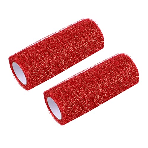 NUOBESTY 2 Stück Rolle Diagonal gewebte Tasche Samtband Streamer für abgehauen geldgeschenke verpacken geschenkband hochzeitsgeschenk glitzernde Bänder DIY-Material Polyester rot von NUOBESTY