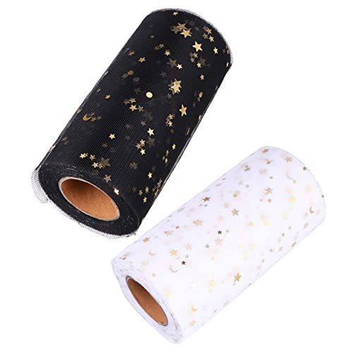 NUOBESTY 2 Stück Rollen Stoffmaschenrolle pailletten sequin cadfi flashes hochzeitsdekoration Basteln oq Party Jute Sackleinen Kreis Bänder Bastelbedarf für Hochzeiten dekorativer Tüllstoff von NUOBESTY