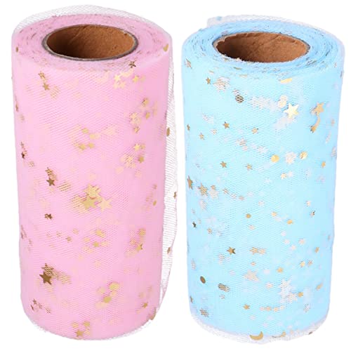 NUOBESTY 2 Stück Rollen Stoffmaschenrolle pailletten sequin klamotten Basteln celebrations glitters Dekoration Bänder Stand Sackleinen Blau Bastelbedarf für Hochzeiten dekorativer Tüllstoff von NUOBESTY