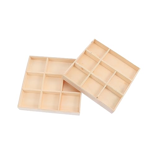 NUOBESTY 2 Stücke Boxen Aufbewahrungskiste geteiltes Ablagefach Weihnachtsgeschenk storage boxes aufbwahrungs-box Geschenkteller aus Holz Aufbewahrungsbehälter für Schmuck hölzern Brown von NUOBESTY