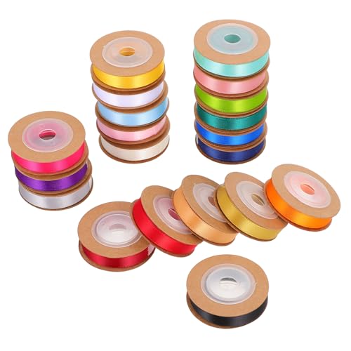 NUOBESTY 20 Rollen Polyester-Gürtel geschenkband ribbon schienbeinschoner tape haar clips Schleifenband Bänder zum Basteln doppelseitiges Band Sackleinen Garnband Polyesterbänder Satinband von NUOBESTY