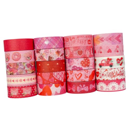 NUOBESTY 20 Rollen Valentinstag-tape Aufkleber Handbuch Dekore Sammelalbum Wickelbänder Pastell Schrott Scrapbook- Diy Klebeband Mädchen Klebeband Geschenkverpackungsband Papier von NUOBESTY