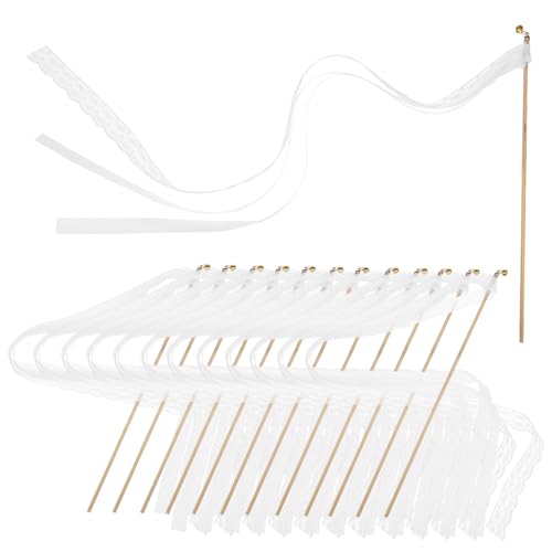 NUOBESTY 20 STK 1 Hochzeit schickt Luftschlangen ab Band-Feenstäbe Tanzbandstäbe Bänder mit Glocken Hochzeitsstreamer geschenkband Hochzeitsband-Sticks Hochzeitsstäbe mit Glocke Polyester von NUOBESTY