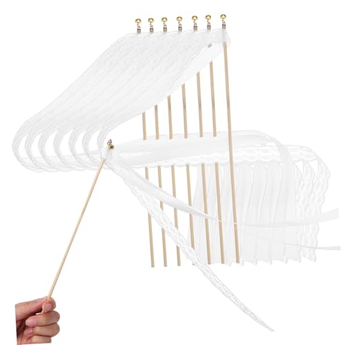 NUOBESTY 20 STK 1 Hochzeitsfee Zauberstäbe Party-Streamer Mit Glocken Hochzeitsband-Sticks -feenstäbe Tanzband Zauberstab -Streamer Hochzeit Zauberstäbe Luftschlangen Hölzern von NUOBESTY