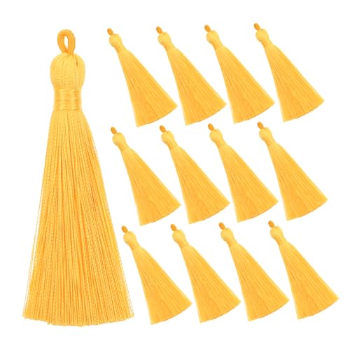 NUOBESTY 20 Stk Quasten-Ohrtropfen selber machen Ohrringe machen Charms Quastenohrringe Schlüsselringe Tassel earrings DIY keychain Quaste Schmuckanhänger hängender Quastenanhänger Yellow von NUOBESTY